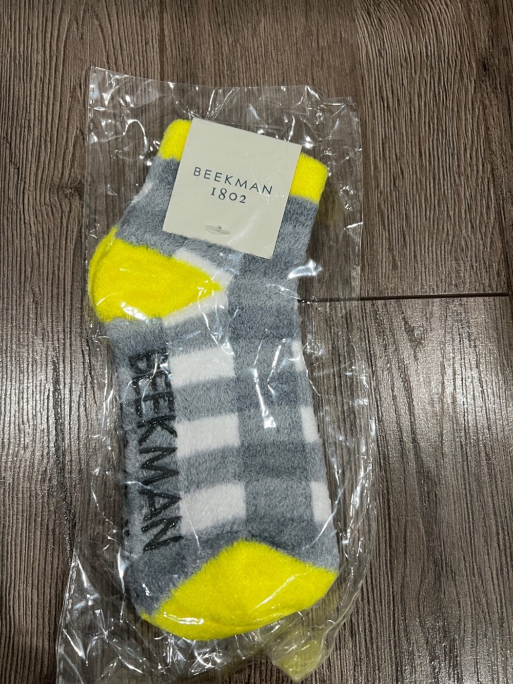 Beekman 1802 Gray, White & Yellow Stripe Cozy Socks